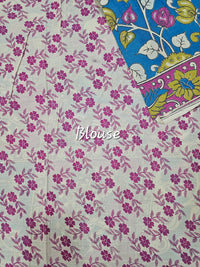 Cotton Kalamkari Saree - Blue