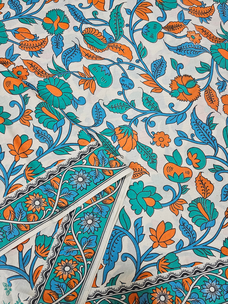 Cotton Kalamkari Saree - Blue