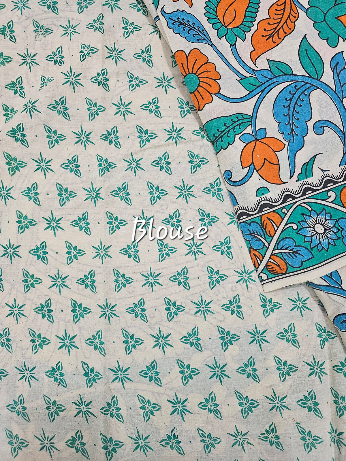 Cotton Kalamkari Saree - Blue