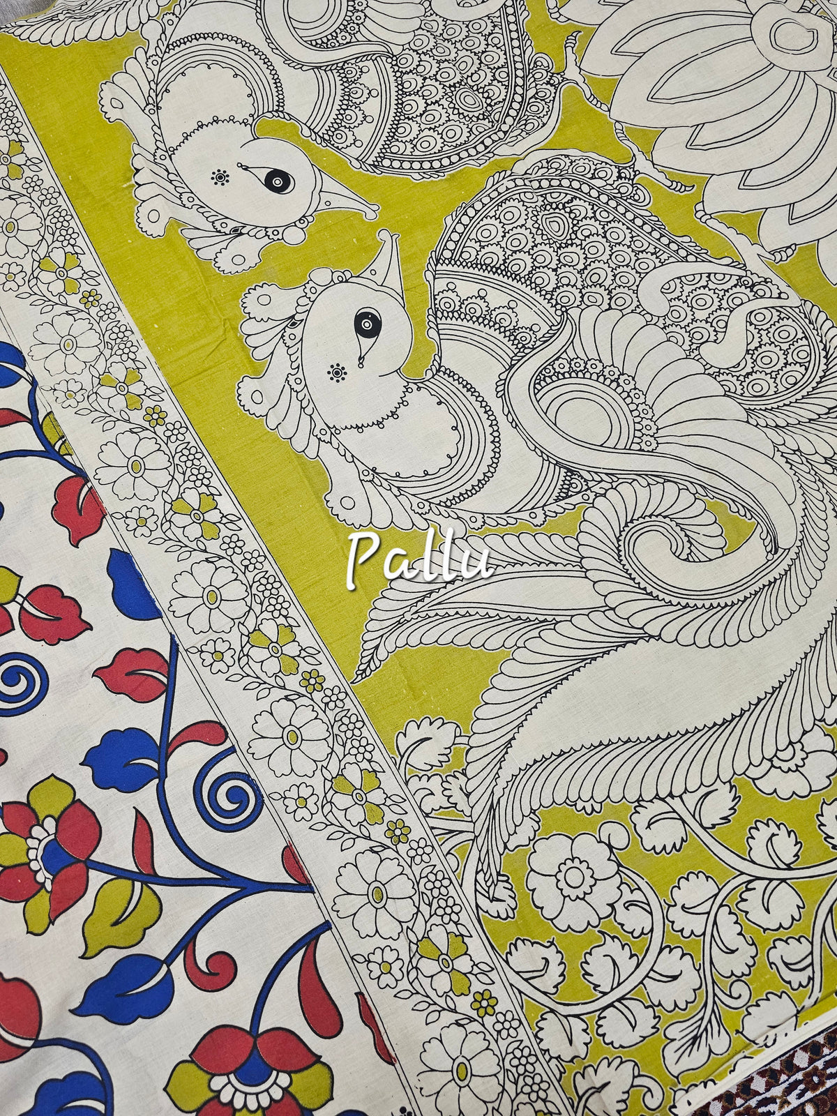 Cotton Kalamkari Saree - Multi Shade Kalamkari