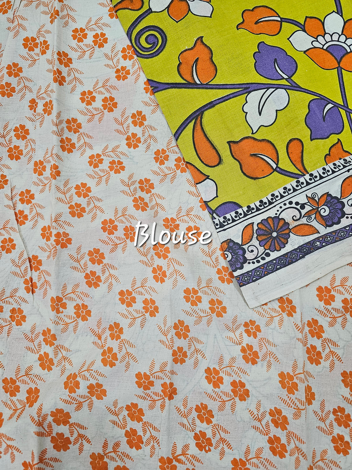 Cotton Kalamkari Saree - Lime Yellow