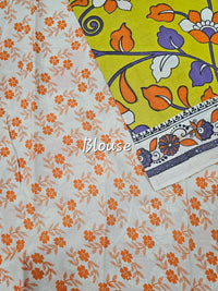 Cotton Kalamkari Saree - Lime Yellow