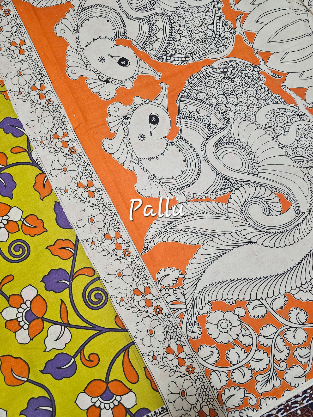 Cotton Kalamkari Saree - Lime Yellow