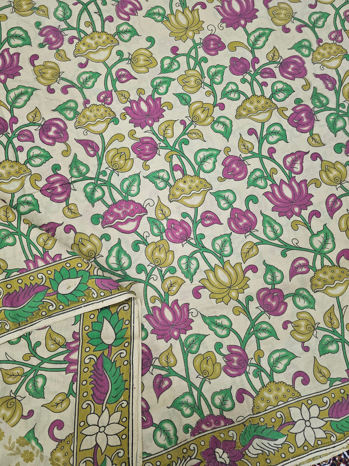 Cotton Kalamkari Saree - Multi Shade Kalamkari