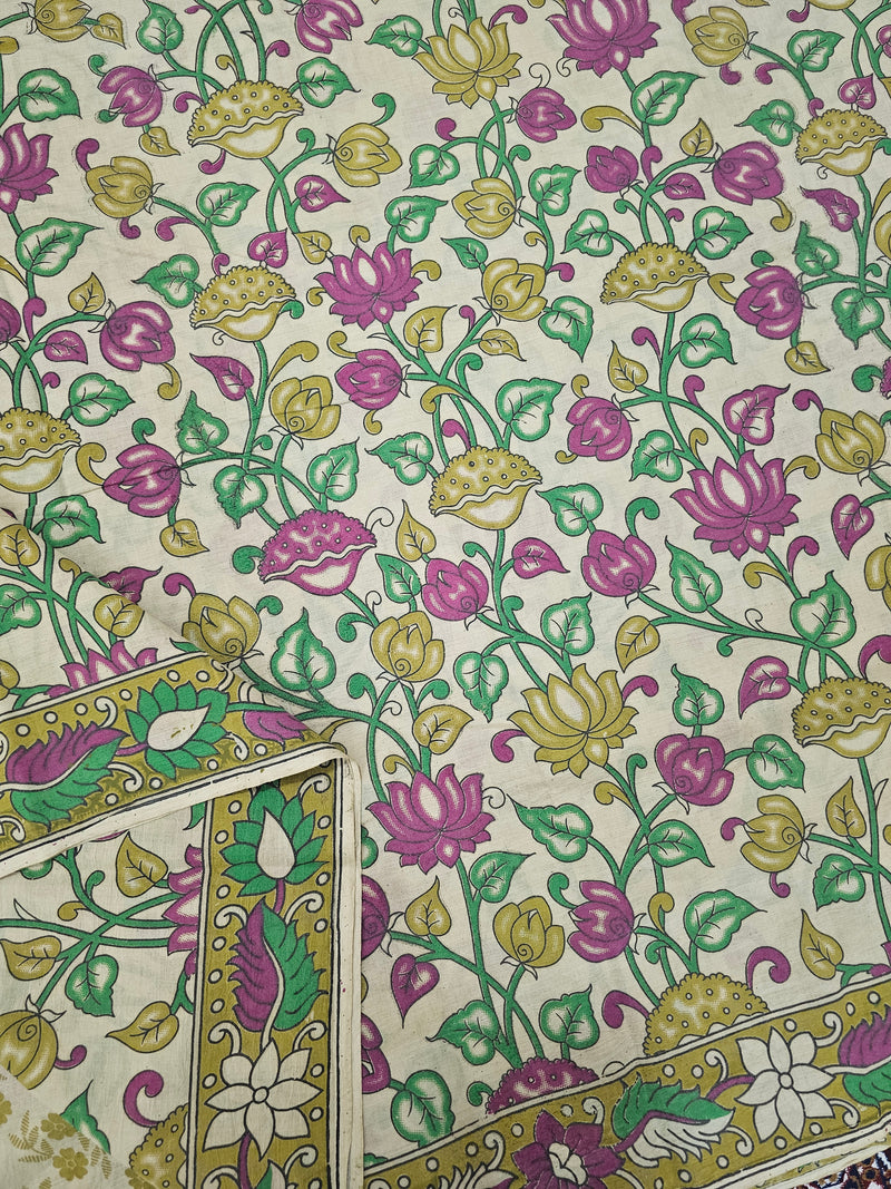 Cotton Kalamkari Saree - Multi Shade Kalamkari