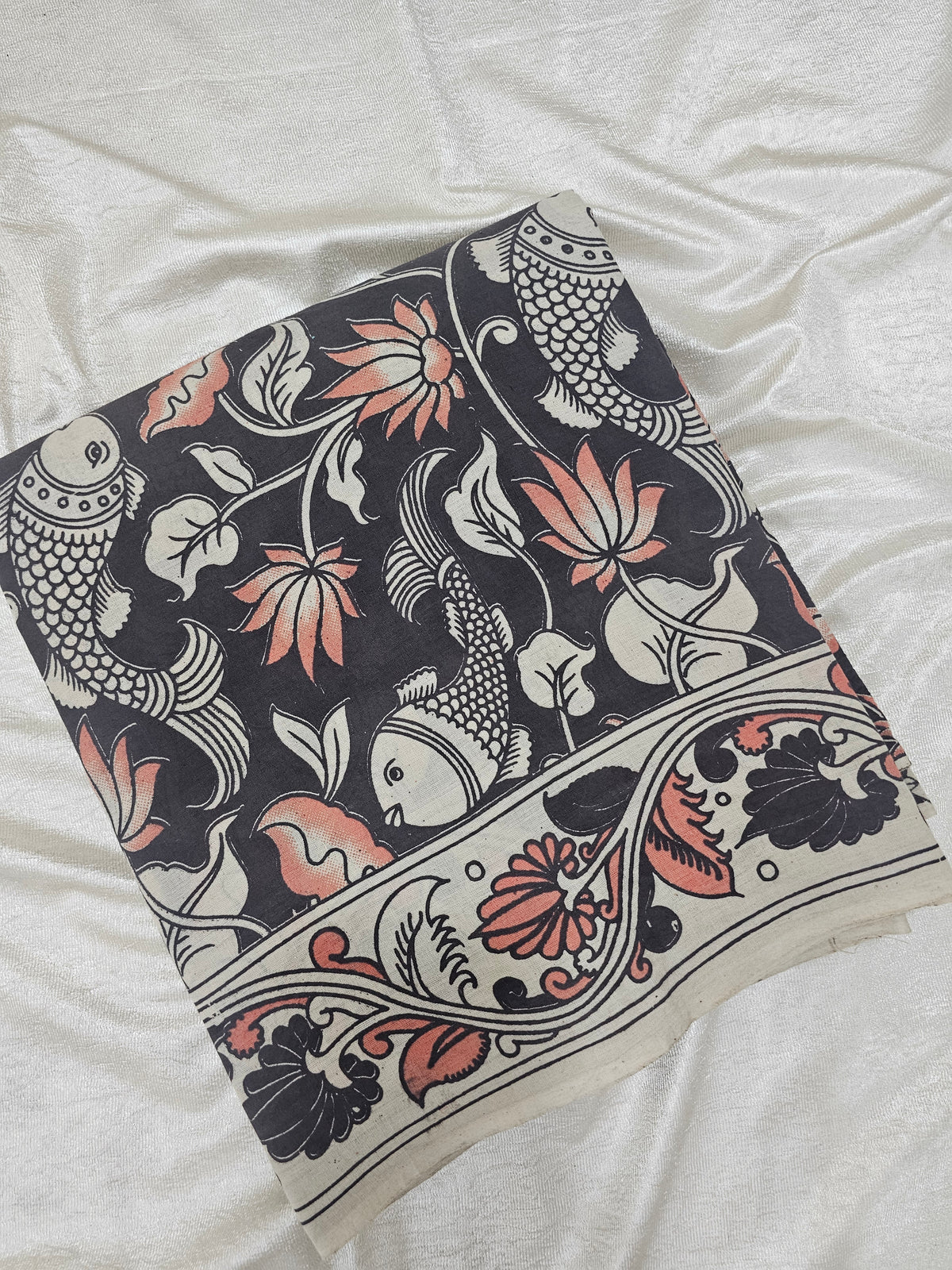 Cotton Kalamkari Saree - Black