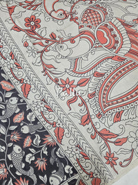 Cotton Kalamkari Saree - Black