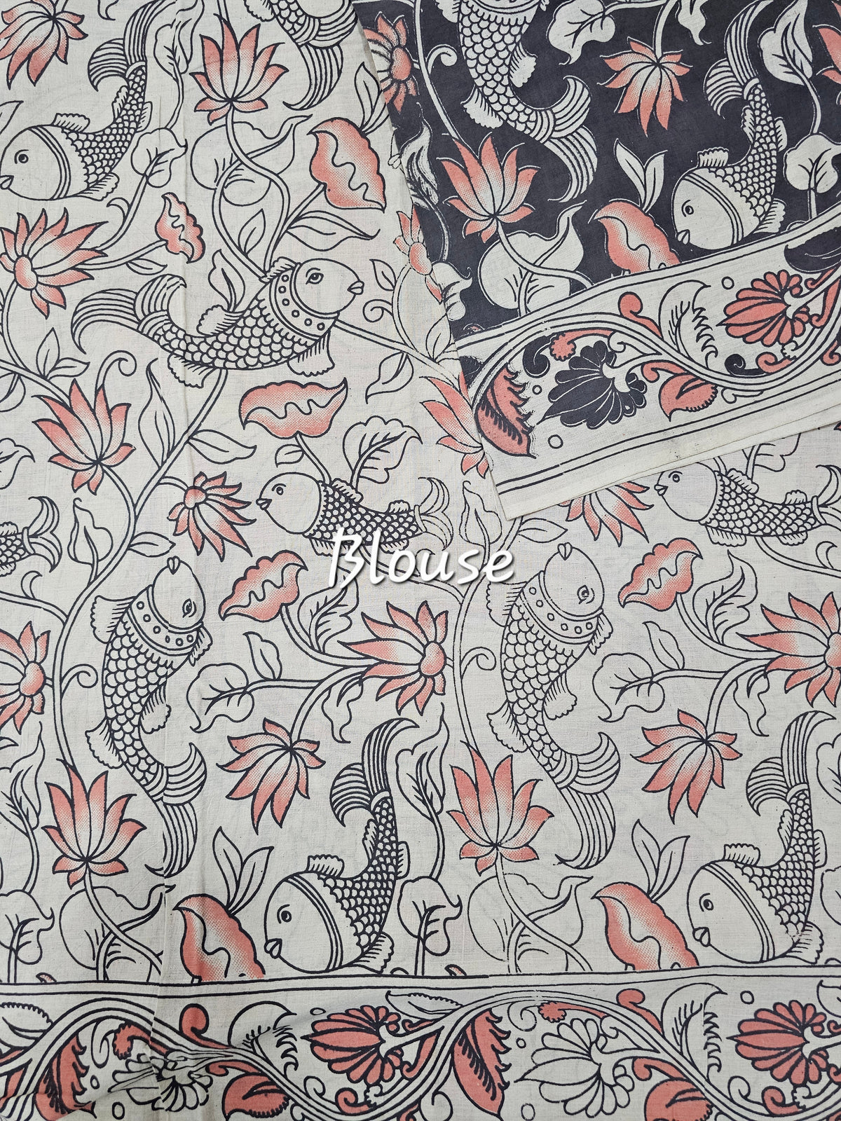 Cotton Kalamkari Saree - Black