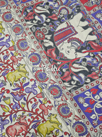 Cotton Kalamkari Saree - Red with Violet