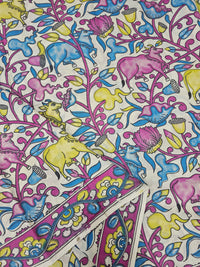 Cotton Kalamkari Saree - Pink and Blue