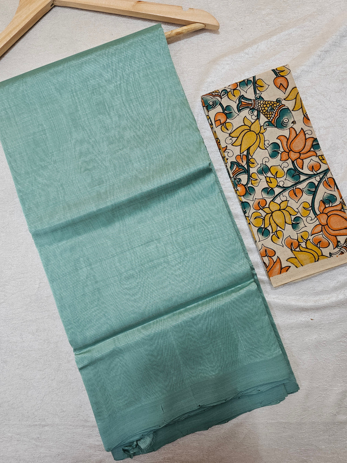 Handwoven Mangalagiri Plain Pattu Saree -Sea Green
