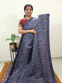 Bhagalpuri with Batik Print - Blue with Pink