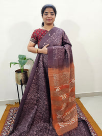 Bhagalpuri with Batik Print - Brown with Honey Brown