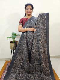 Bhagalpuri with Batik Print - Grey with Red