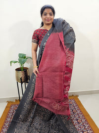 Bhagalpuri with Batik Print - Grey with Red