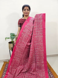 Bhagalpuri with Batik Print - Pink with Maroon