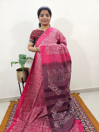 Bhagalpuri with Batik Print - Pink with Maroon
