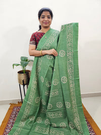 Bhagalpuri with Batik Print - Green with Grey