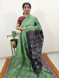 Bhagalpuri with Batik Print - Green with Grey