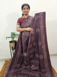 Bhagalpuri with Batik Print - Brown with Honey Brown