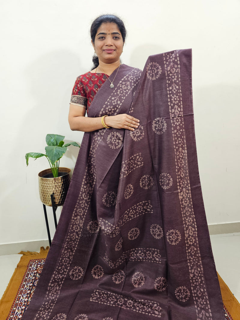 Bhagalpuri with Batik Print - Brown with Honey Brown
