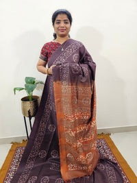 Bhagalpuri with Batik Print - Brown with Honey Brown