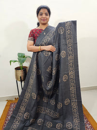 Bhagalpuri with Batik Print - Grey with Sea Green