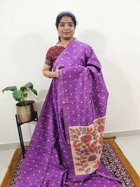 Semi Matka Tussar with Kalamkari - Purple