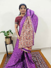 Semi Matka Tussar with Kalamkari - Purple