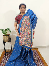 Semi Matka Tussar with Kalamkari - Blue