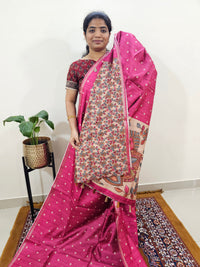 Semi Matka Tussar with Kalamkari - Pink