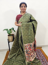 Semi Matka Tussar with Kalamkari - Green