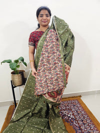 Semi Matka Tussar with Kalamkari - Green