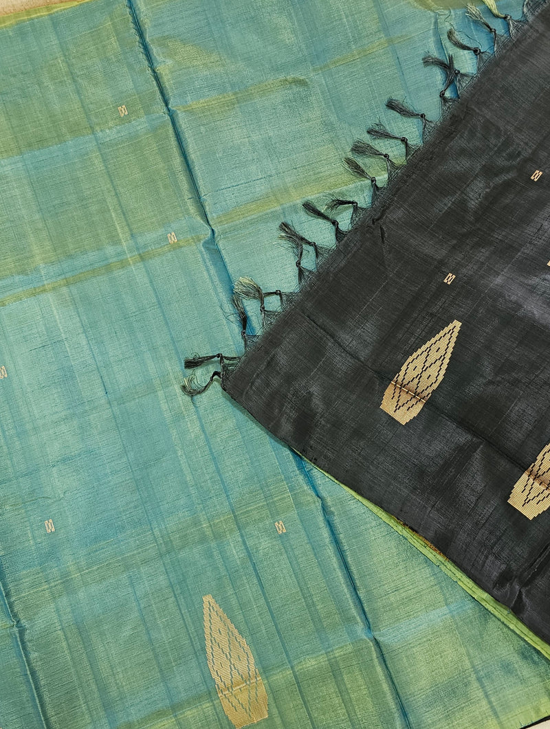 Chinnalampattu Saree- Dual Shade Green with Black