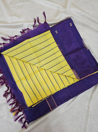 Chinnalampattu Saree - Pastel Yellow with Purple