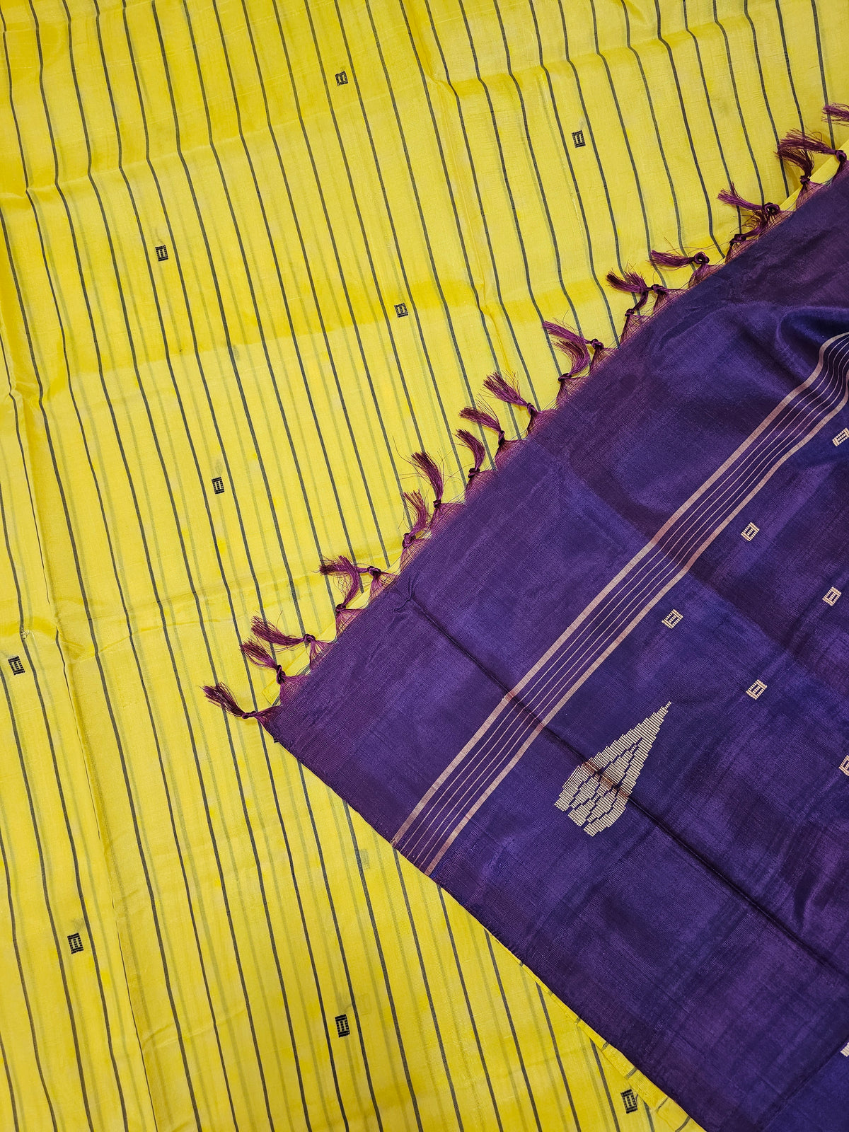 Chinnalampattu Saree - Pastel Yellow with Purple