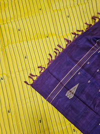 Chinnalampattu Saree - Pastel Yellow with Purple