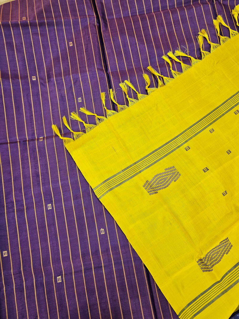 Chinnalampattu Saree- Purple with Yellow