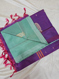Chinnalampattu Saree - Sea Green with Purple
