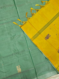 Chinnalampattu Saree - Sea Green with Yellow