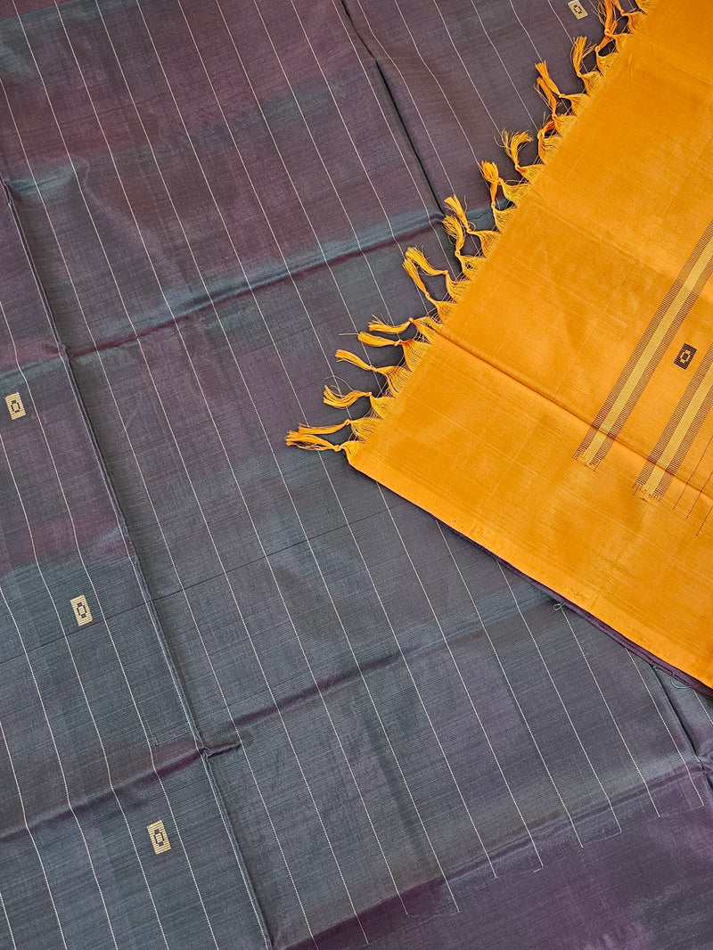 Chinnalampattu Saree - Dual Shade Purple with Orange