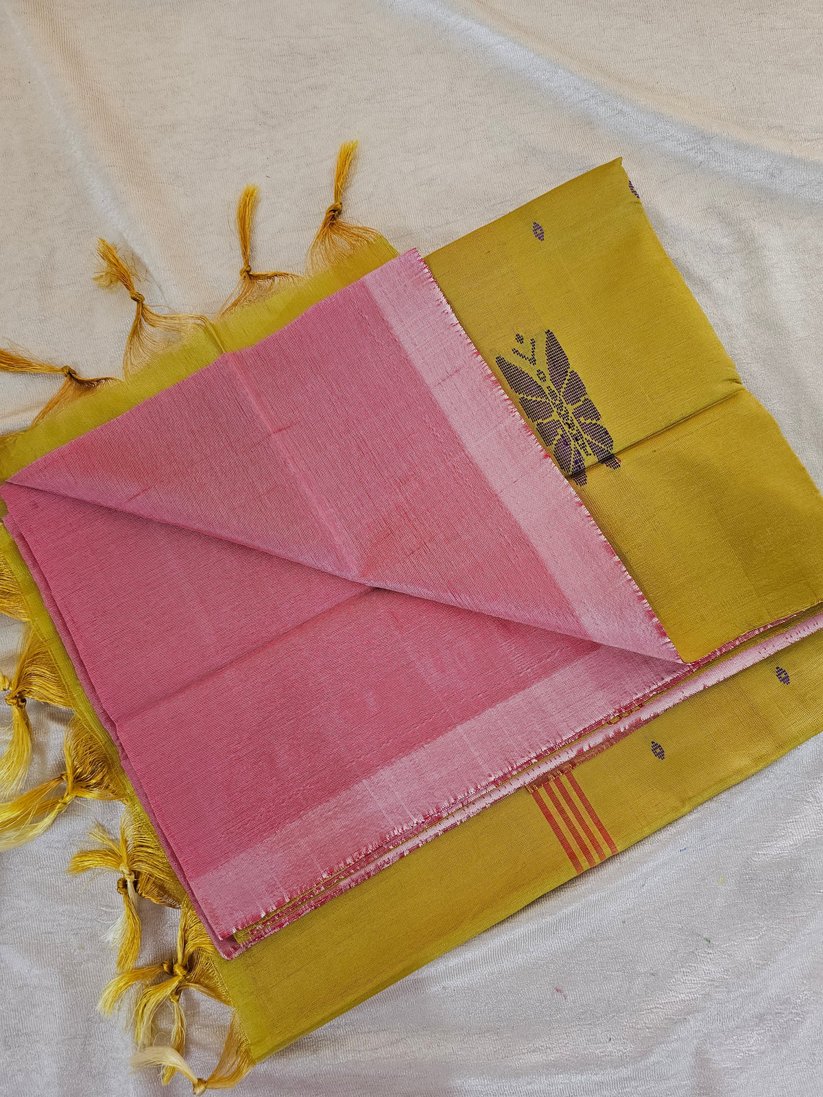 Chinnalampattu Saree - Pink with Yellow