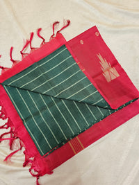 Chinnalampattu Saree - Dark Green with Red