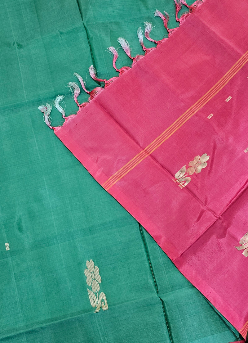 Chinnalampattu Saree - Green with Pink