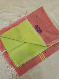 Chinnalampattu Saree - Pastel Lime Green with Peach