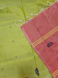 Chinnalampattu Saree - Pastel Lime Green with Peach