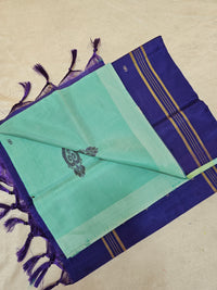 Chinnalampattu Saree - Pastel Sea Green with Blue