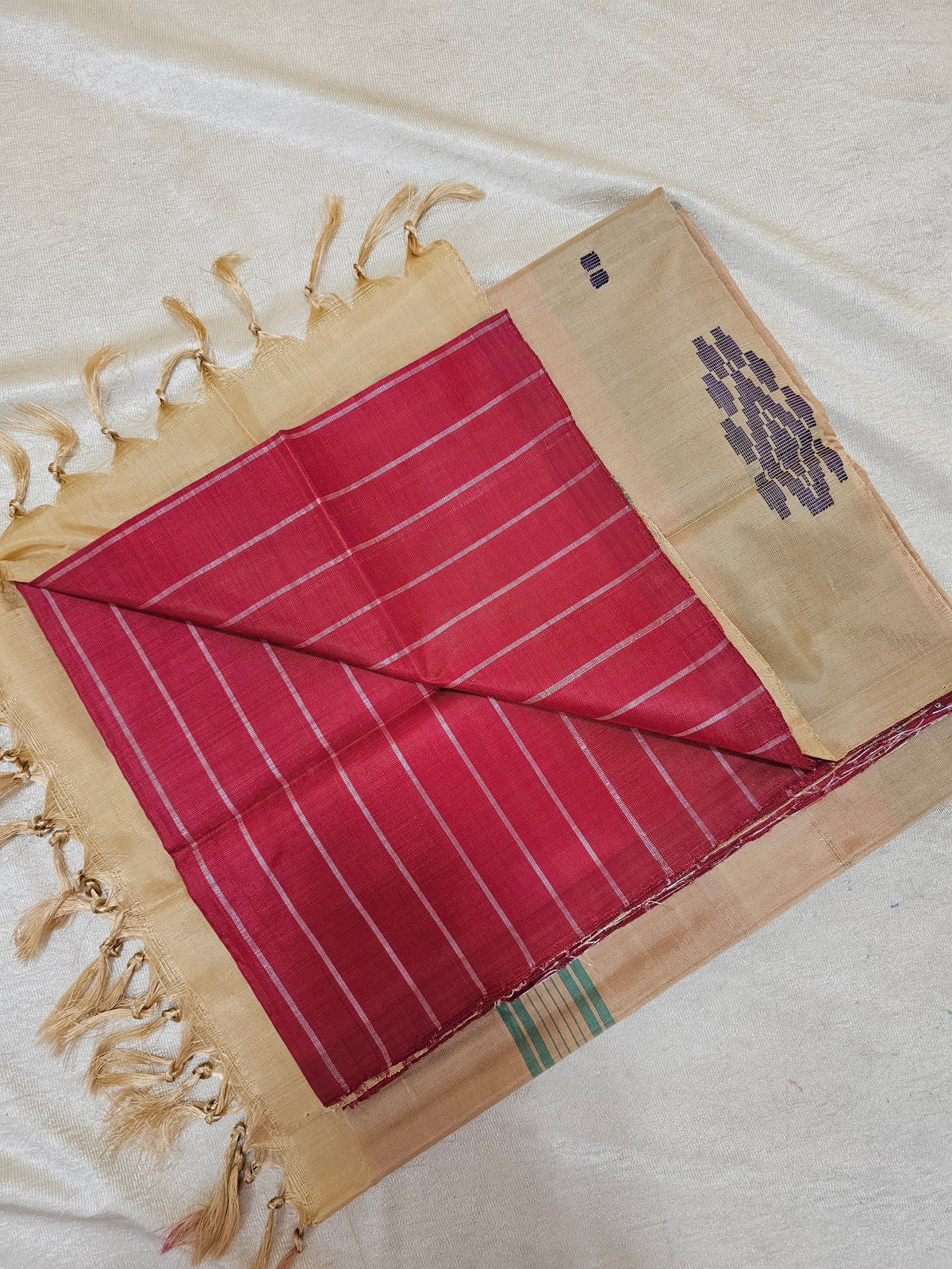 Chinnalampattu Saree - Red with Cream