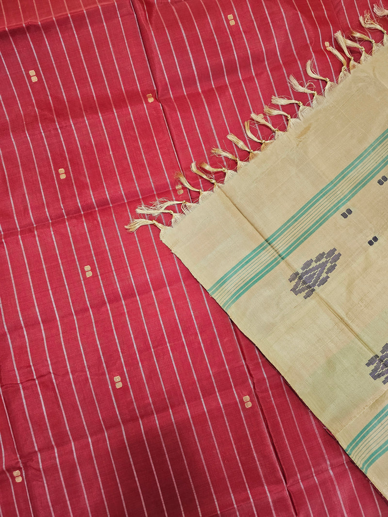 Chinnalampattu Saree - Red with Cream