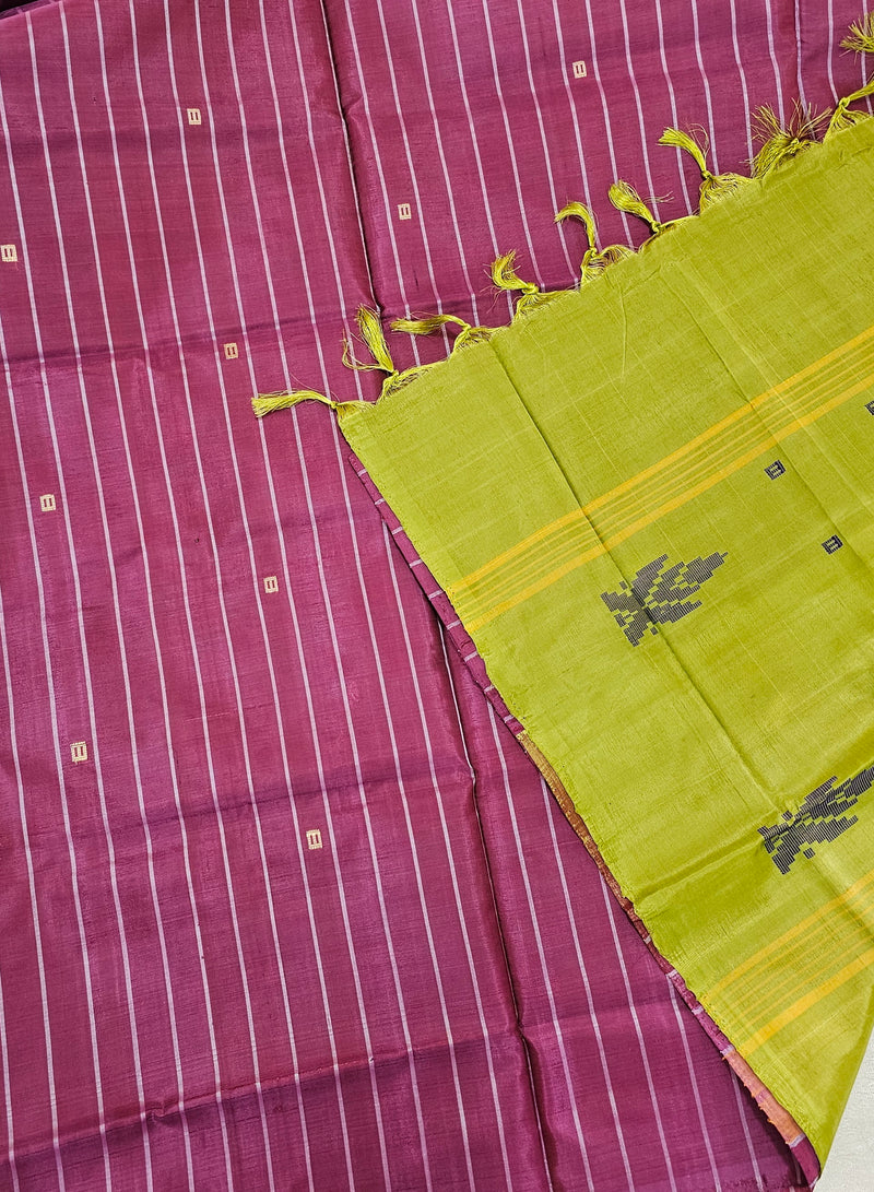 Chinnalampattu Saree - Magenta Pink with Green
